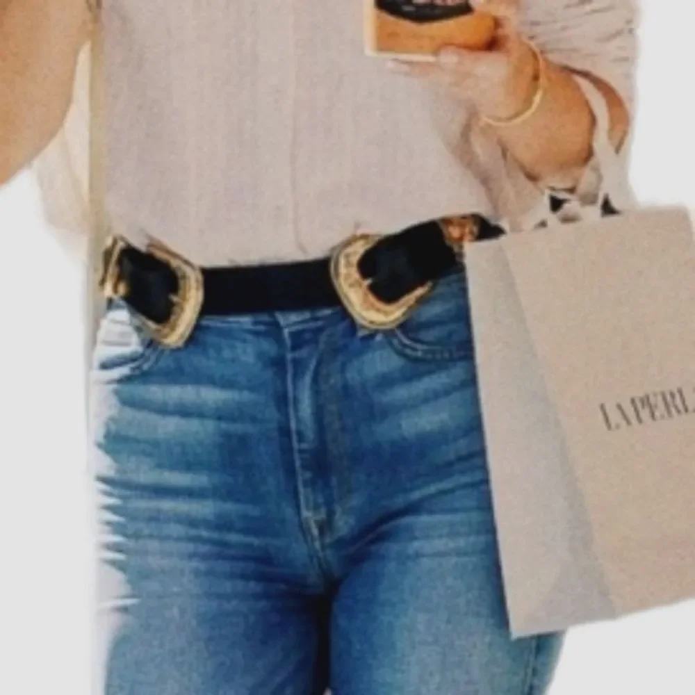 Double Buckle Western Style Bonded Leather Belt.